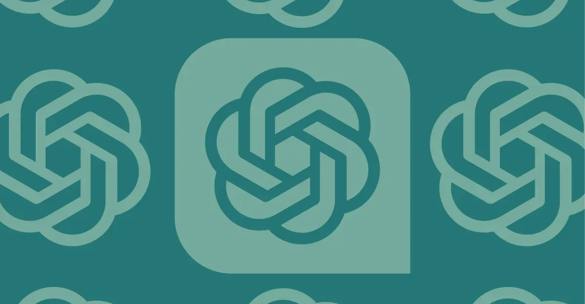 Chat GPT logo on a graphic green background.