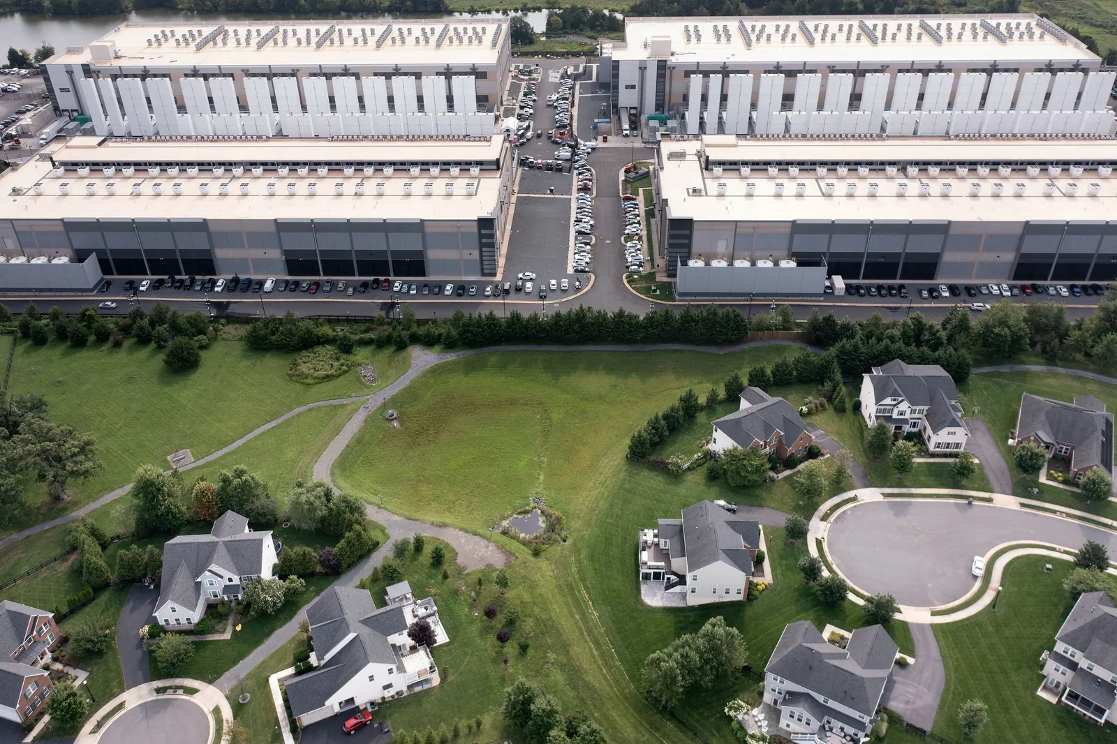 AI data center next to houses