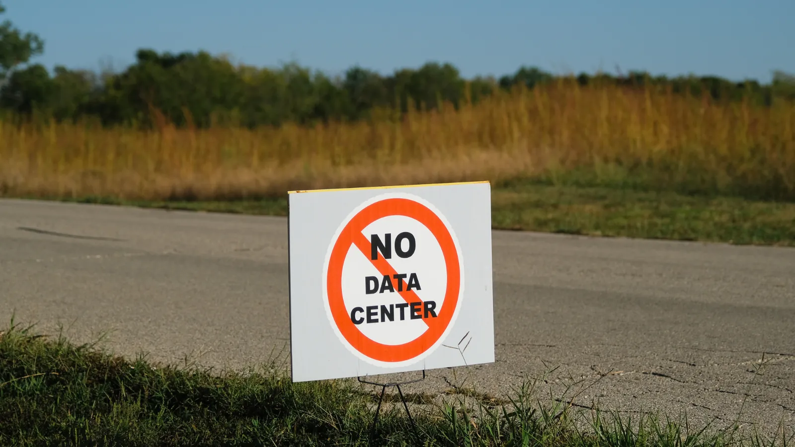 No Data Center sign on a rural road