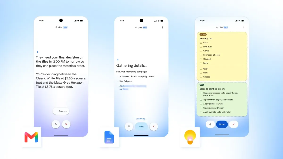 Google запускает голосовые ИИ-функции в Gmail, Docs и Keep