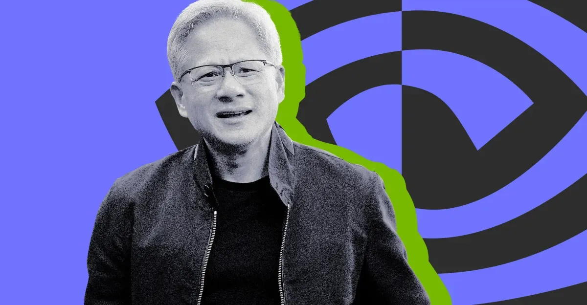 Digital photo collage of Nvidia CEO Jensen Huang.