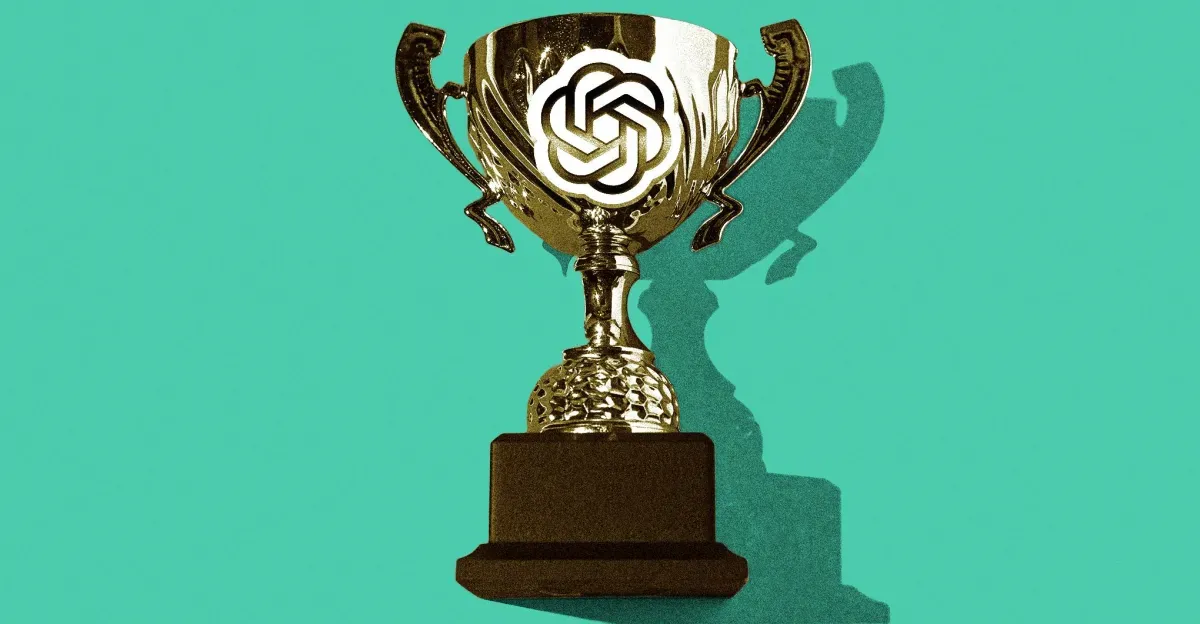 A trophy with OpenAI’s logo on it