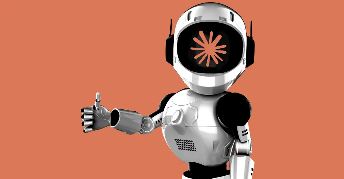 A robot with the claude logo on its face.